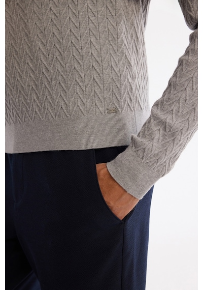 Avva Erkek Gri Bisiklet Yaka Jakarlı Soft Touch Triko Regular Fit Kazak A42y5145 Avva Erkek Gri Bisiklet Yaka Jakarlı Soft Touch Triko Regular Fit Kazak A42y5145