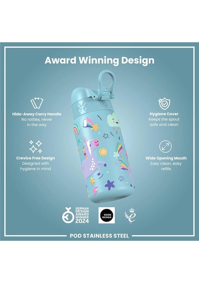 Çocuk Su Termosu - Mavi Unicorn - 320 Ml - Sızdırmaz Çok Renkli