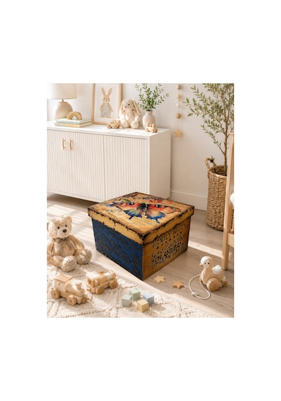 Dekoratif Kutu Ahşap Düzenleyici Doku Çalışması Vintage Aksesuar Mavi - 622523230 Mavi