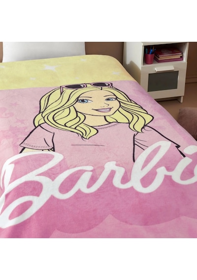 Taç Tek Kişilik Çocuk Battaniye 160x220 -barbie Girl Malibu Pembe Pembe