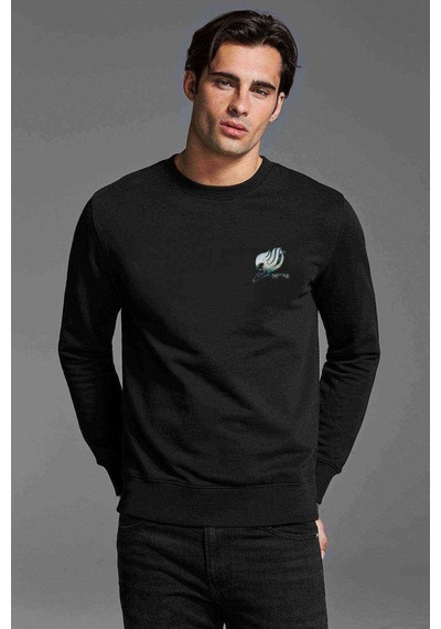 Tail Blue Freez Baskılı Siyah Erkek Örme Sweatshirt