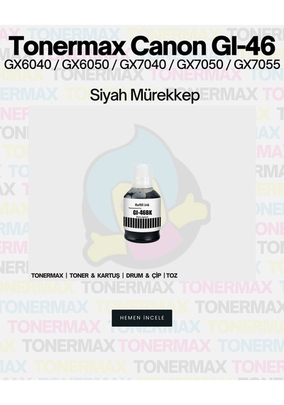 Canon Gı-46  Uyumlu Mürekkep Siyah / Canon Maxify Gx4040 / Gx6040 / Gx6050 / Gx7040 / Gx7050 / Gx7055
