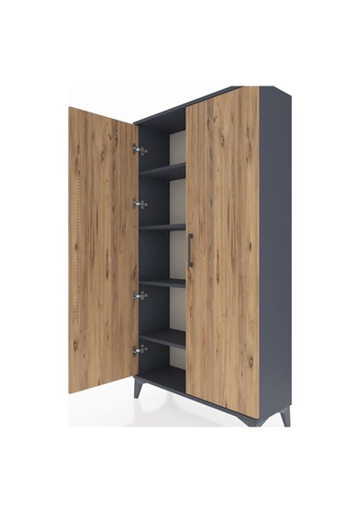 Arges Dolap 4 Raflı 2 Kapaklı 88x30x163 Antrasit-çam Antrasit