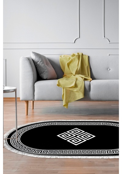 Eko Trend Djt Banyo Paspası Yıkanabilir Kaymaz Taban 656m Oval Modern Siyah