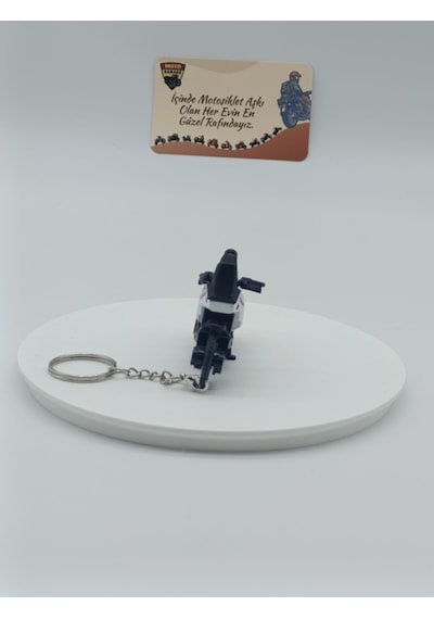 Adventure Motosiklet Metal Anahtarlık Beyaz - Diecast Macera Motoru Figürü