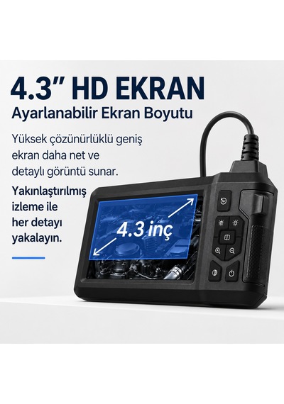 20 Metre Ekranlı 2 Kameralı Endoskop Yılan Kamera