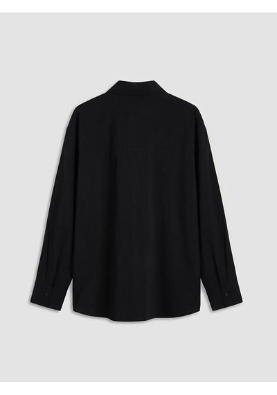 Lcw Vision Siyah Oversize Kadın Gömlek