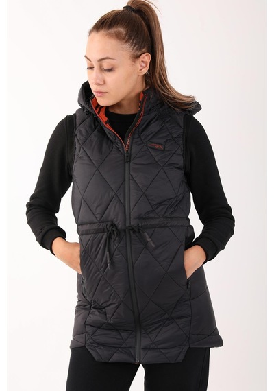 Maraton Sportswear Regular Kadın Kapşonlu Kolsuz Basic Siyah Yelek 20371-siyah Siyah
