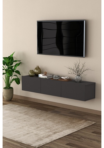 Asra Trend Tv Ünitesi Tv Sehpası T-27 %100 MDF Duvara Monte Askılı Ünite Antrasit