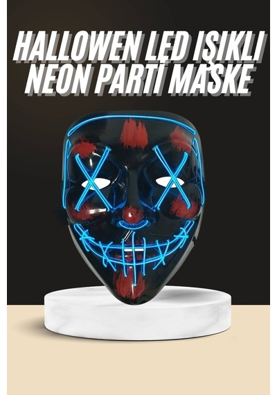 Işıklı Led Maske Parti Eğlence Maskesi Hallowen Neon Maske Mh-hs3519-4983
