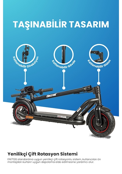 Electroll N65 Elektrikli Scooter 1200 Watt Yenilikçi Teknoloji, Zarif Tasarım, Üstün Konfor, Güvenli Sürüş Siyah