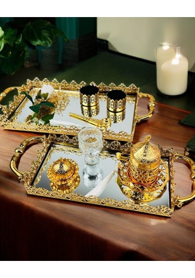 Eternal Gold Söz Nişan Tepsisi Ve Damat Kahve Tepsisi Krem Krem