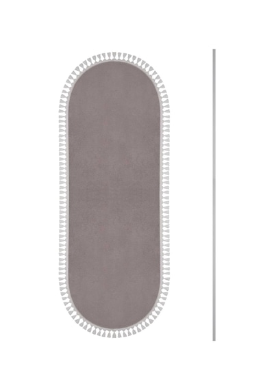 Vl Oval Comfort Ponpon Saçaklı Peluş Post Yolluk Kahverengi Oval Kahverengi Ponpon Saçak