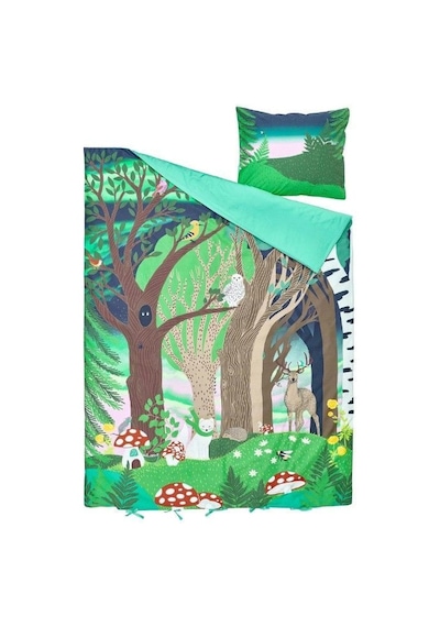 Ikea Skogsduva Tek Kişilik Nevresim Takımı 150 X 200 Cm Beyaz - Yeşil - Mavi - Kahverengi Çok Renkli