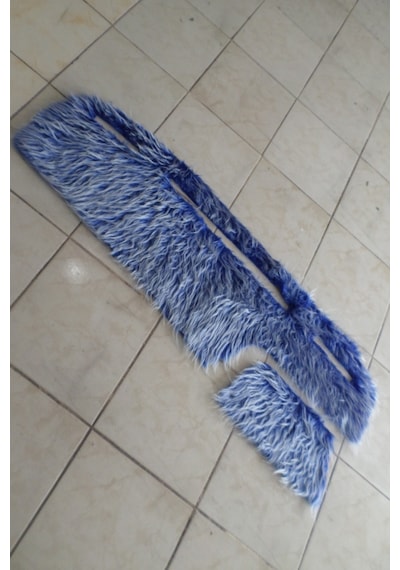Tempra Tipo Uyumlu Torpido Örtüsü Peluş Kumaş Beyaz - Mavi