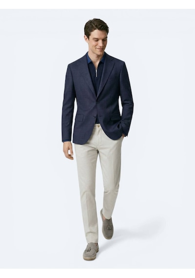 Kip Gri Mikro Modern Fit Yün Karışımlı Ceket