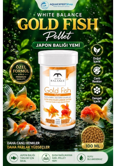 White Balance - Japon Balığı Yemi - Gold Fish Pellets - Özel Formül - Tüm Japon Balığı Türleri İçin Uygundur