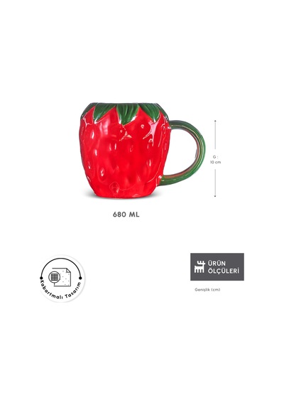 Karaca Strawberry 680 Ml Mug Kırmızı