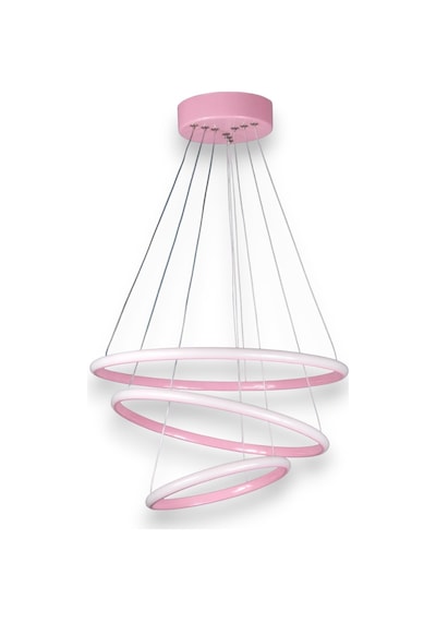 Rings Modern Tasarım Pembe Renk - Yatak Odası - Salon -çocuk Odası - Mutfak Beyaz Led 3 Lü Avize Pembe