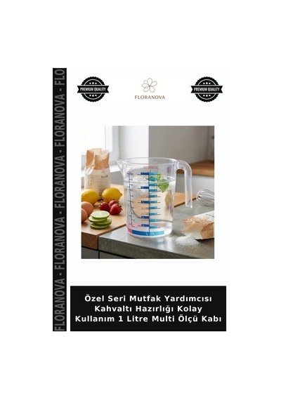 Özel Seri Mutfak Yardımcısı Kahvaltı Hazırlığı Kolay Kullanım 1 Litre Multi Ölçü Kabı Çok Renkli