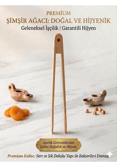 Premium Şimşir Ağacı Maşa, Doğal Ve Hijyenik, Geleneksel İşçilik, Bakterileri Emmez