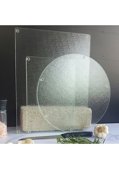 Decorita Buzlu Cam Kesme Tablası 3'lü Takım