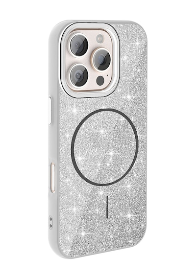 Ardemix Apple Uyumlu iPhone 16 Pro Max Kılıf Magsafe Şarj Özellikli Parlayan Simli Okso Kapak - P Pembe