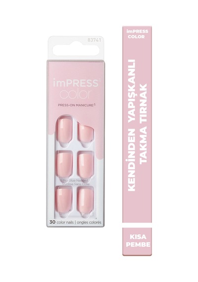 İmpress Color Kendinden Yapışkanlı Takma Tırnak Kısa Parlak Açık Pembe