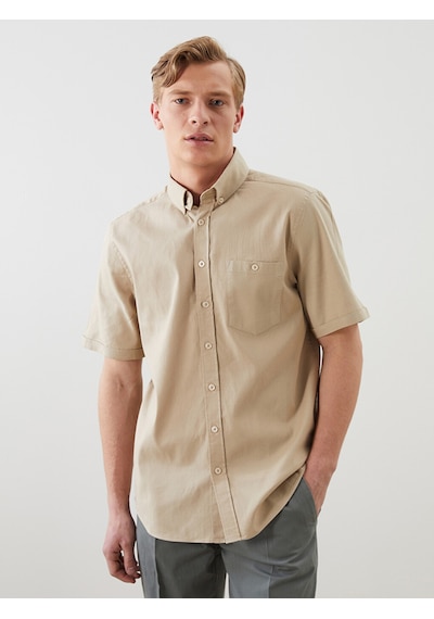 Lcwaıkıkı Classic Bej Regular Fit Poplin Erkek Gömlek