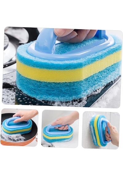 Dayanıklı Sünger Fırça 3 Katlı Lavabo Mutfak Banyo Bulaşık Yıkama Fırçası