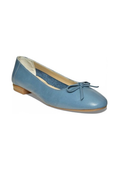Fox Shoes Y398224203 Mavi Hakiki Deri Kadın Babet Mavi