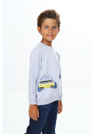 Toontoy Kids Toontoy Erkek Çocuk Relax Fit Bisiklet Yaka Hafif Düşük Omuz Baskılı Sweatshirt - 2 İplik Gri Melanj Toontoy Kids Toontoy Erkek Çocuk Relax Fit Bisiklet Yaka Hafif Düşük Omuz Baskılı Sweatshirt - 2 İplik Gri Melanj