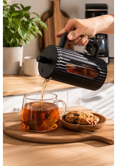 Porsima Smartpan Bv093 French Press Paslanmaz Çelik Süzgeçli Cam Bitki Çayı Demliği Kahve Presi - 600 Ml Siyah
