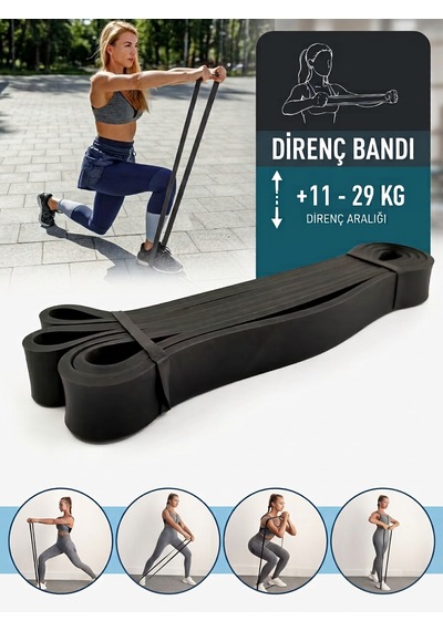 3'lü Set 208 Cm Direnç Lastiği Sarı Hafif - Kırmızı Orta - Siyah Sert Sarı - Kırmızı - Siyah