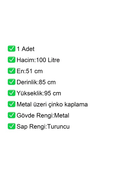 Ma100 Metal Market Alışveriş Arabası 100 Litre / En:51 Boy:85 Yükseklik:95 Cm