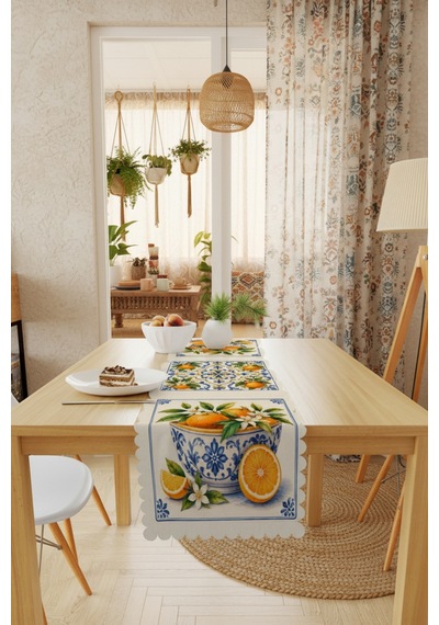 Vivanni Home Yıkanabilir Dikdörtgen Runner Günlük Kullanıma Uygun, Pratik Ve Uzun Ömürlü Portakal Mavi