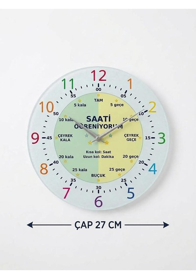 Sabanbaba - Eğitici Çocuk Duvar Saati Çap 27cm - Saati Öğreniyorum