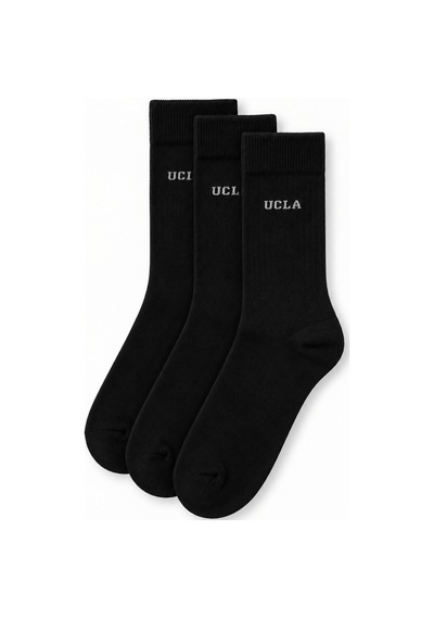 UCLA Sılvıus 3'lü Siyah Uzun Pamuklu Jakarlı Standard Fit Unisex Çorap
