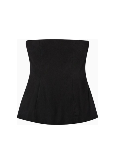 Because Of Alice Strapless Linen A - Line Bodice Kadın Üst Siyah