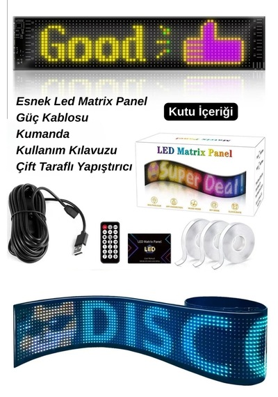 Wearfitpro Pixel Led Kumandalı Dijital Dinamik Led Kişiselleştirilebilir Kayan Yazı Ev Ofis Araç Uyumlu Led