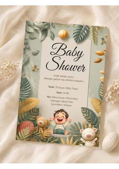 1000 Adet Ekonomik Baby Shower Davetiyesi Ve Zarf 01