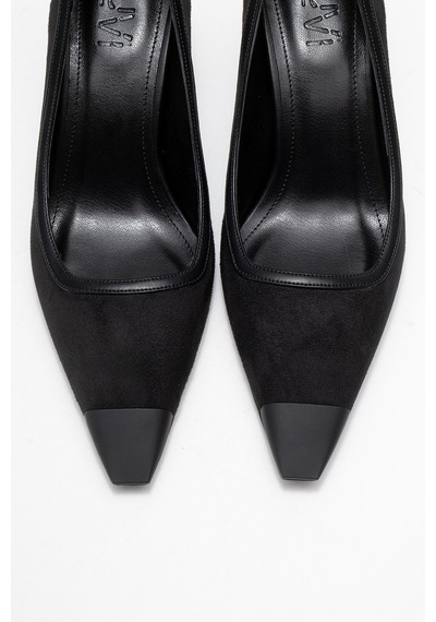 Luvishoes Luvi Shoes Rona Siyah Süet Mat Burunlu Kadın Topuklu Ayakkabı SIYAH SUET