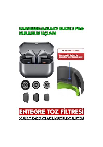 Samsung Galaxy Buds3 Pro / Buds4 Pro Uyumlu Üç Boyut Premium Silikon Kulaklık Uçları S,m,l Ve