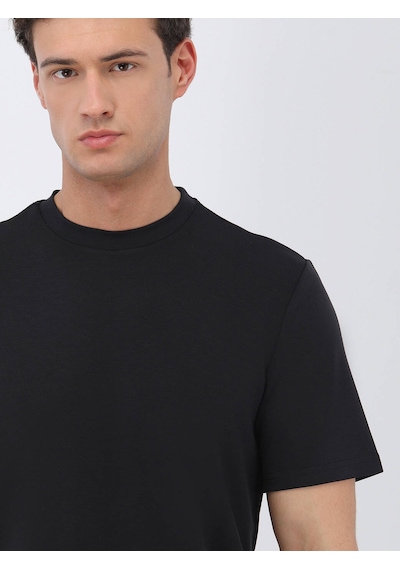 Kip Siyah Bisiklet Yaka T-shirt Siyah