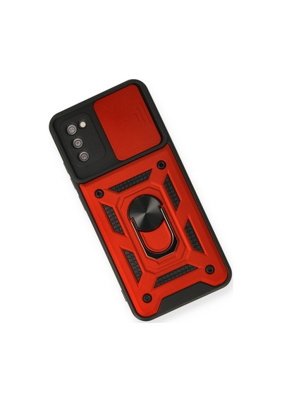 Samsung Galaxy  Uyumlu,  A03s Kılıf Pars Lens Yüzüklü Silikon - Kırmızı