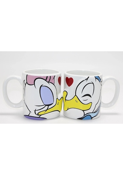 Donald Ve Daisy Duck 2'li Öpüşen Çift Kupa Bardak Seti Alk4539 Çok Renkli