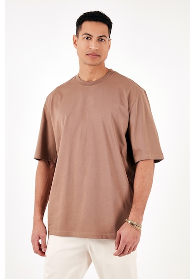 Buratti Pamuklu Oversize Bisiklet Yaka Basic Erkek T Shirt 5902365 Toprak