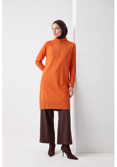 Armine Çiçek Desenli Triko Tunik 25ktd4111 Şeftali Pembe