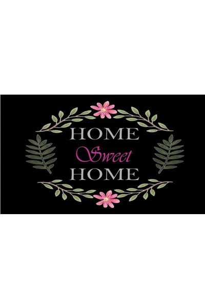 Home 40x70 Cm Dekoratif Kapı Önü Paspası Dijital Baskılı, Kaymaz Pvc Tabanlı, İnce Ve Şık Tasarımlı İç Dış Kapı Paspası Bej Siyah