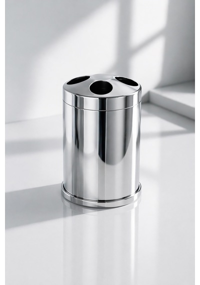 Sas Haus Krom 3 Lü Set 3 Lt Çöp Kovası Wc Fırçası Ve Diş Fırçalık Titan